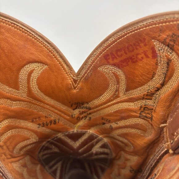 Tony Lama Real Eel Leather Cowboy Boots Brown Men’s Size 9B Western Rodeo Ranch - Picture 11 of 14